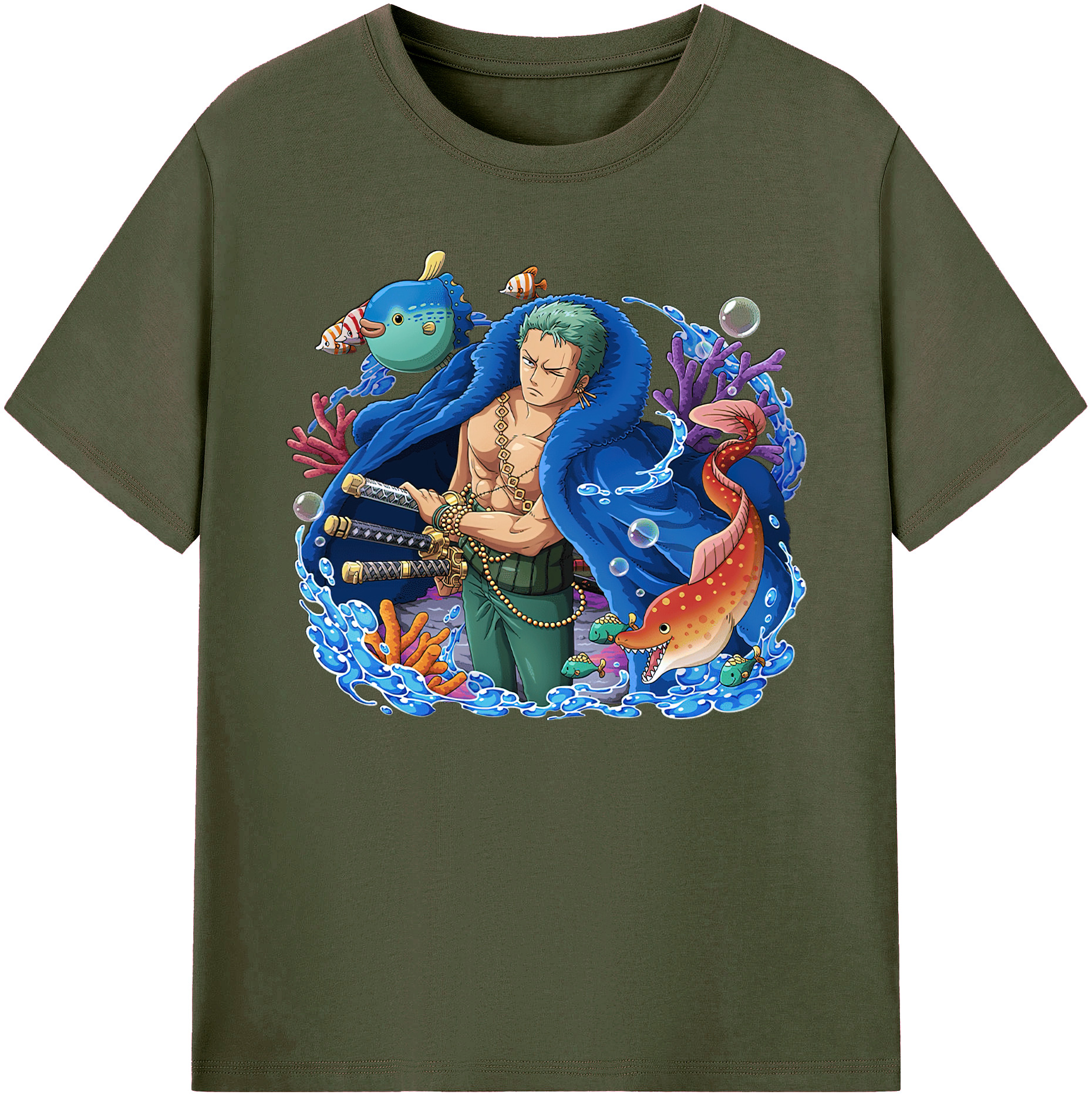 ワンピース ロロノア・ゾロ ONE PIECE Roronoa Zoro 綿100％ メンズ半袖Tシャツ｜肌触りやわらか＆通気性